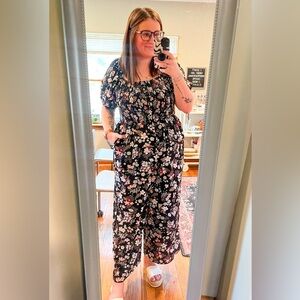 Floral Black Jumpsuit